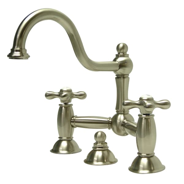 KS3918AX Restoration Bathroom Bridge Faucet, Brushed Nickel
